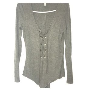 Emma & Sam Gray Long Sleeve Bodysuit -Large